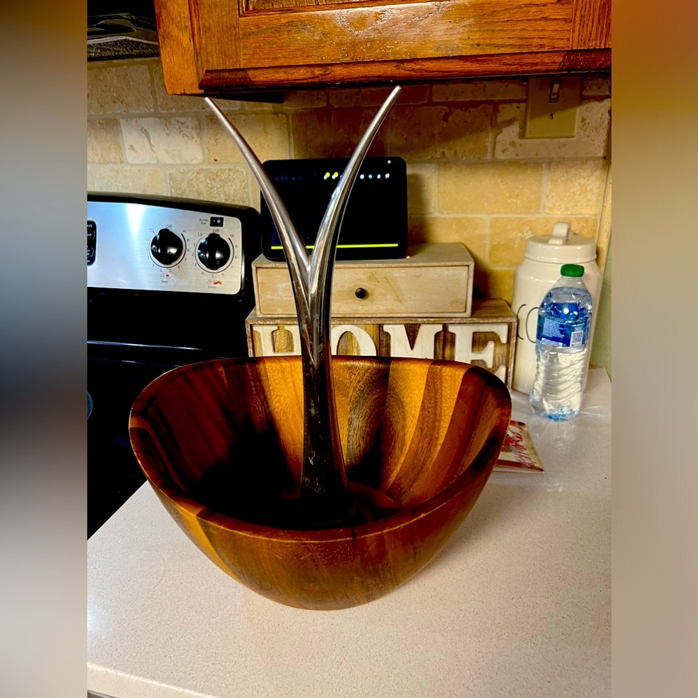 Nambe acacia wood fruit bowl